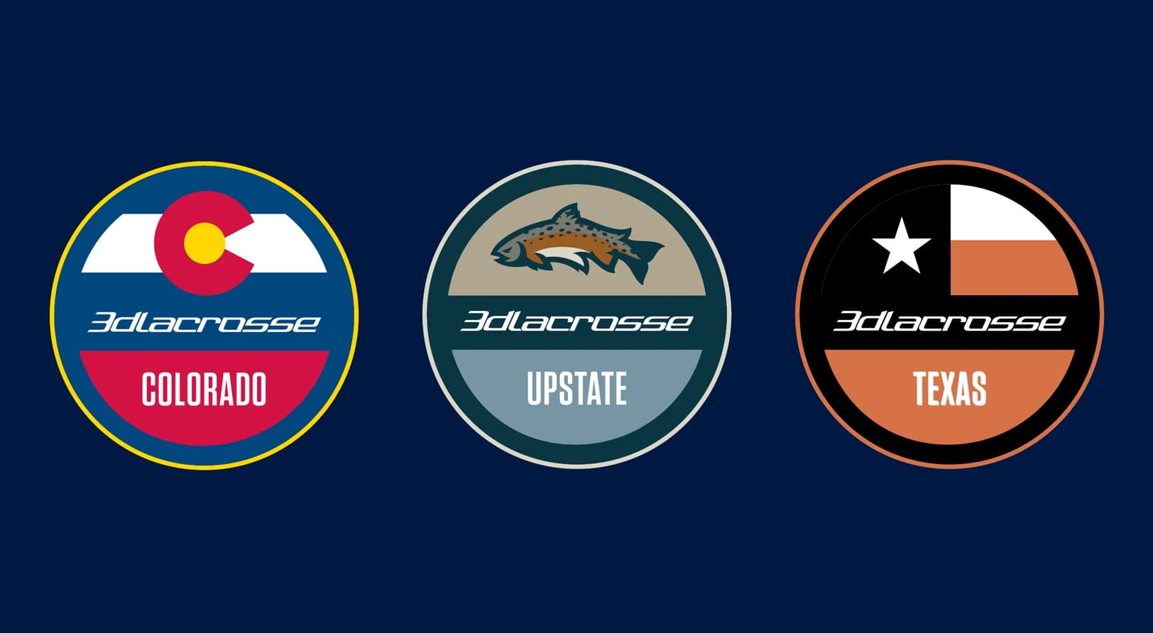 3d Colorado, 3d Upstate, and 3d Texas roundel logos