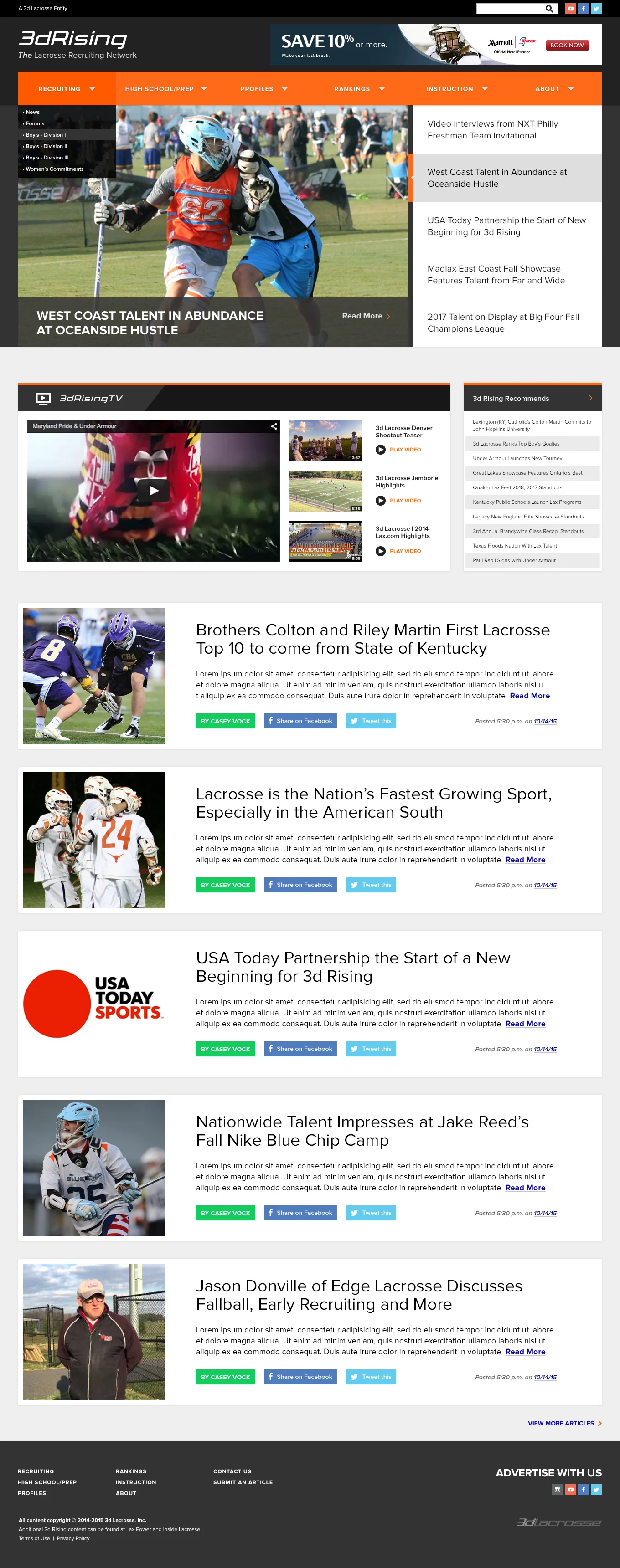 Full 3d Rising homepage: feature story, recruiting news, 3d Rising TV and articles