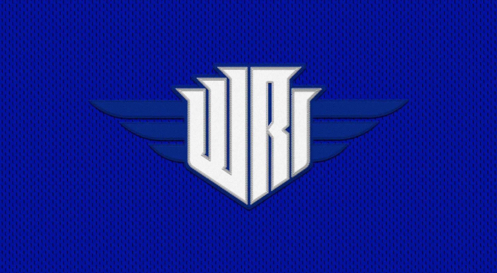 WR primary mark on royal blue jersey mesh