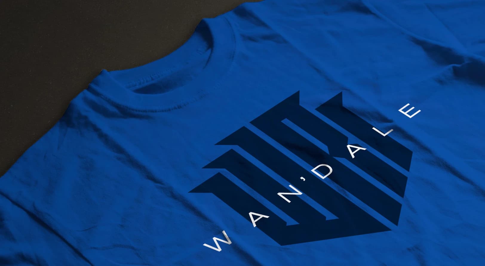 WR monogram and WAN'DALE wordmark on a blue t-shirt