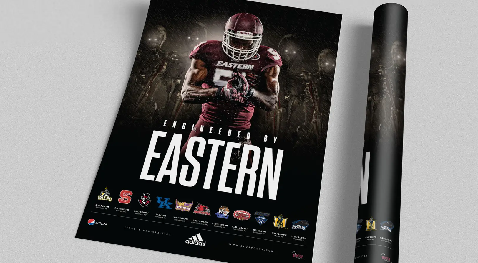 EKU Football sports design poster for the Sports Marketing campaign