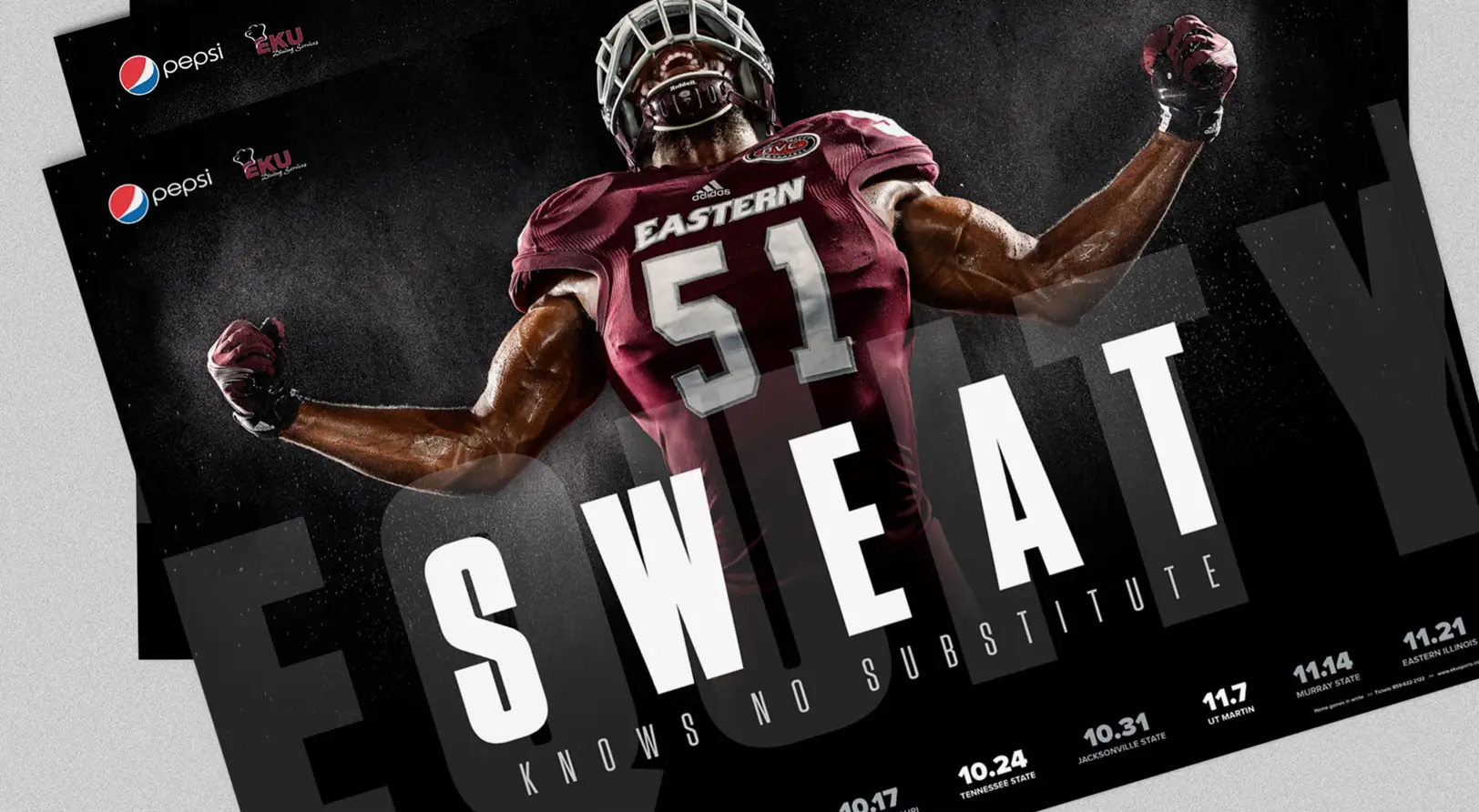 EKU Football sports poster design concept for the Sports Marketing campaign