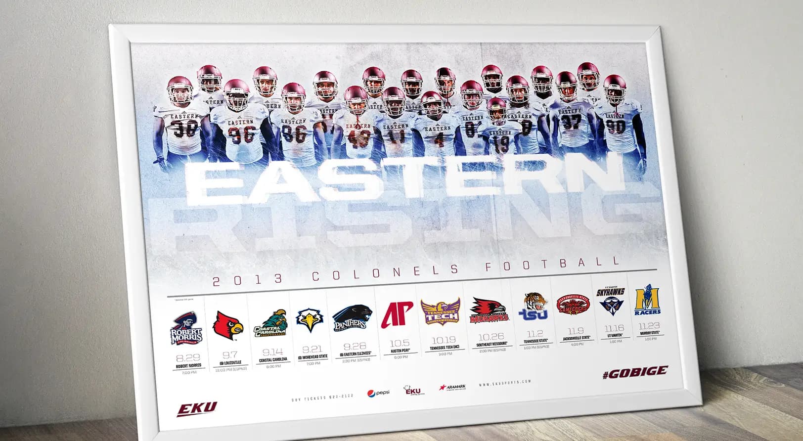 Sports design for the EKU football season's sports marketing campaign
