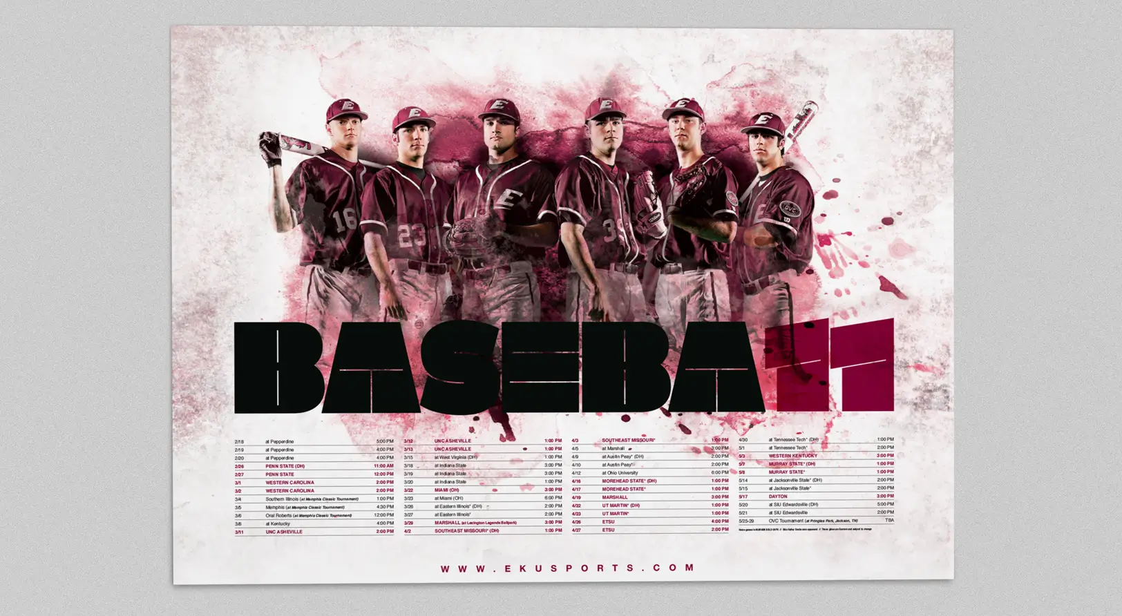 Sports Design for the EKU Baseball season's sports marketing campaign