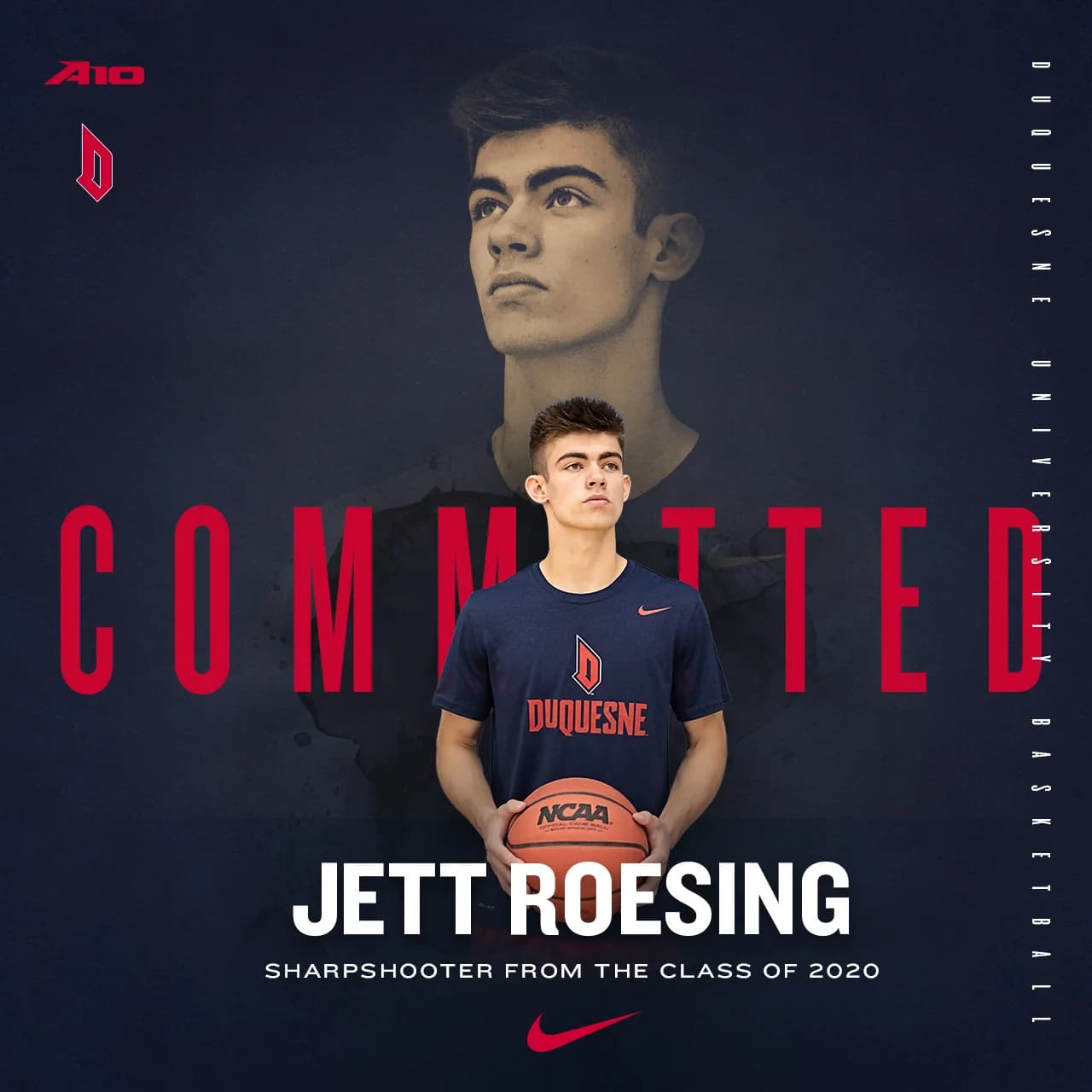 Committed graphic for Jett Roesing to Duquesne