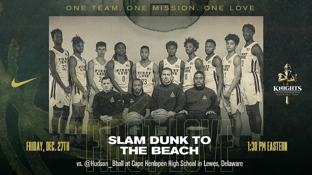 Slam Dunk to the Beach game day graphic with the team photo
