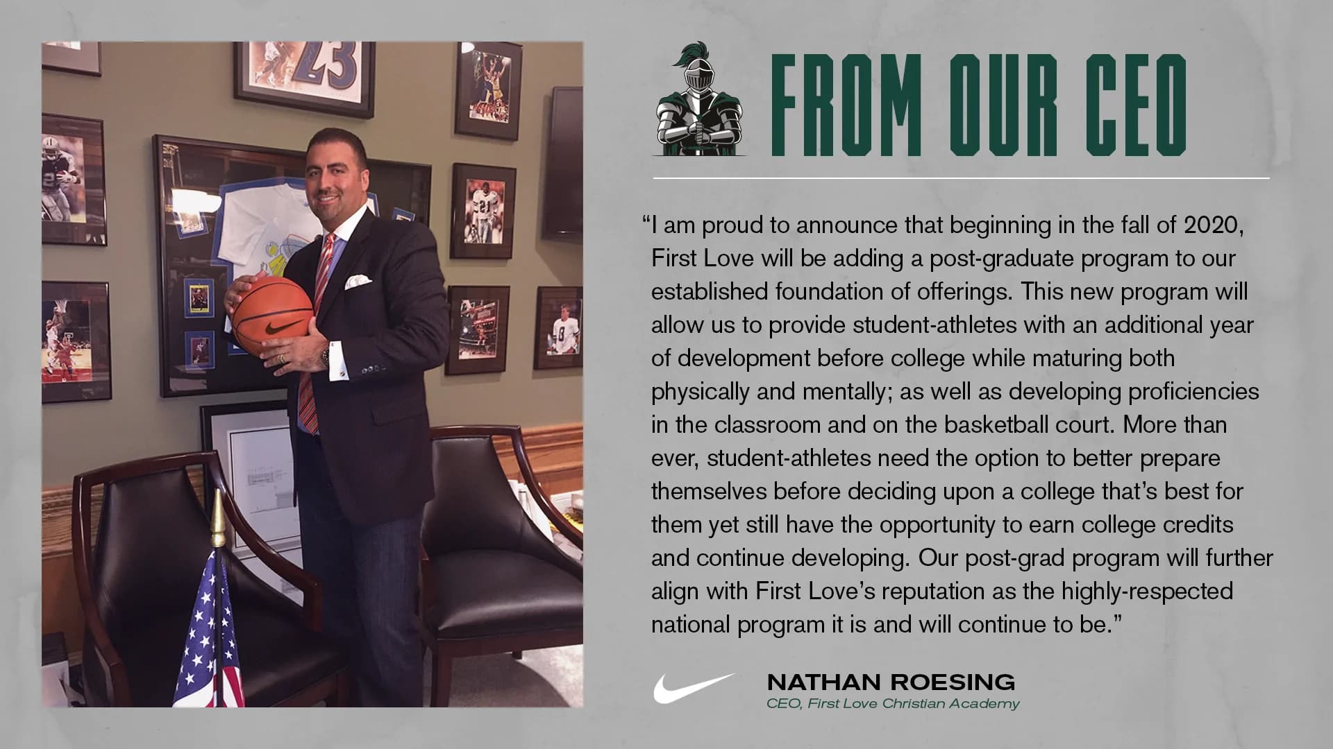 From our CEO: postgraduate program announcement graphic