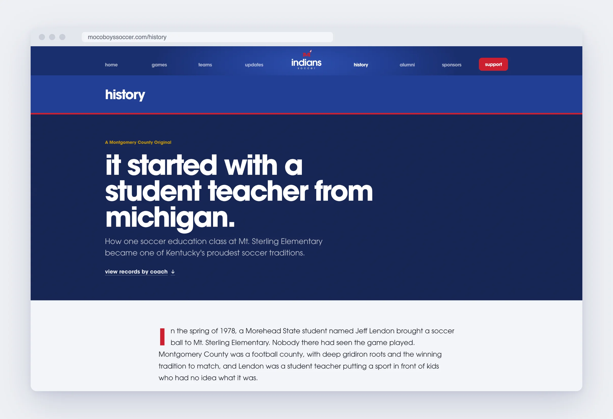 The history page: it started with a student teacher from michigan