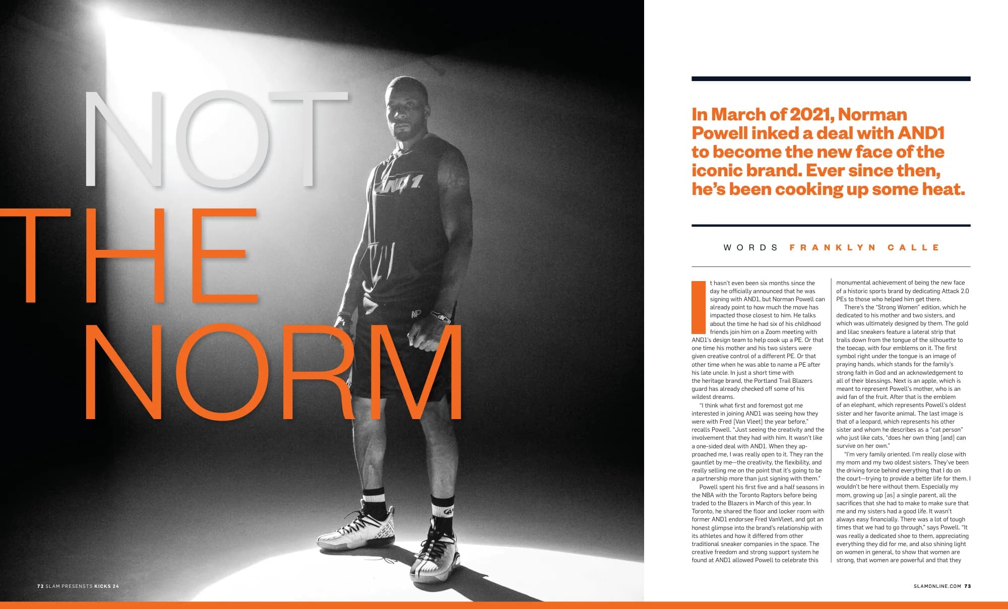 Not the Norm: thin type over a black and white portrait of Norman Powell