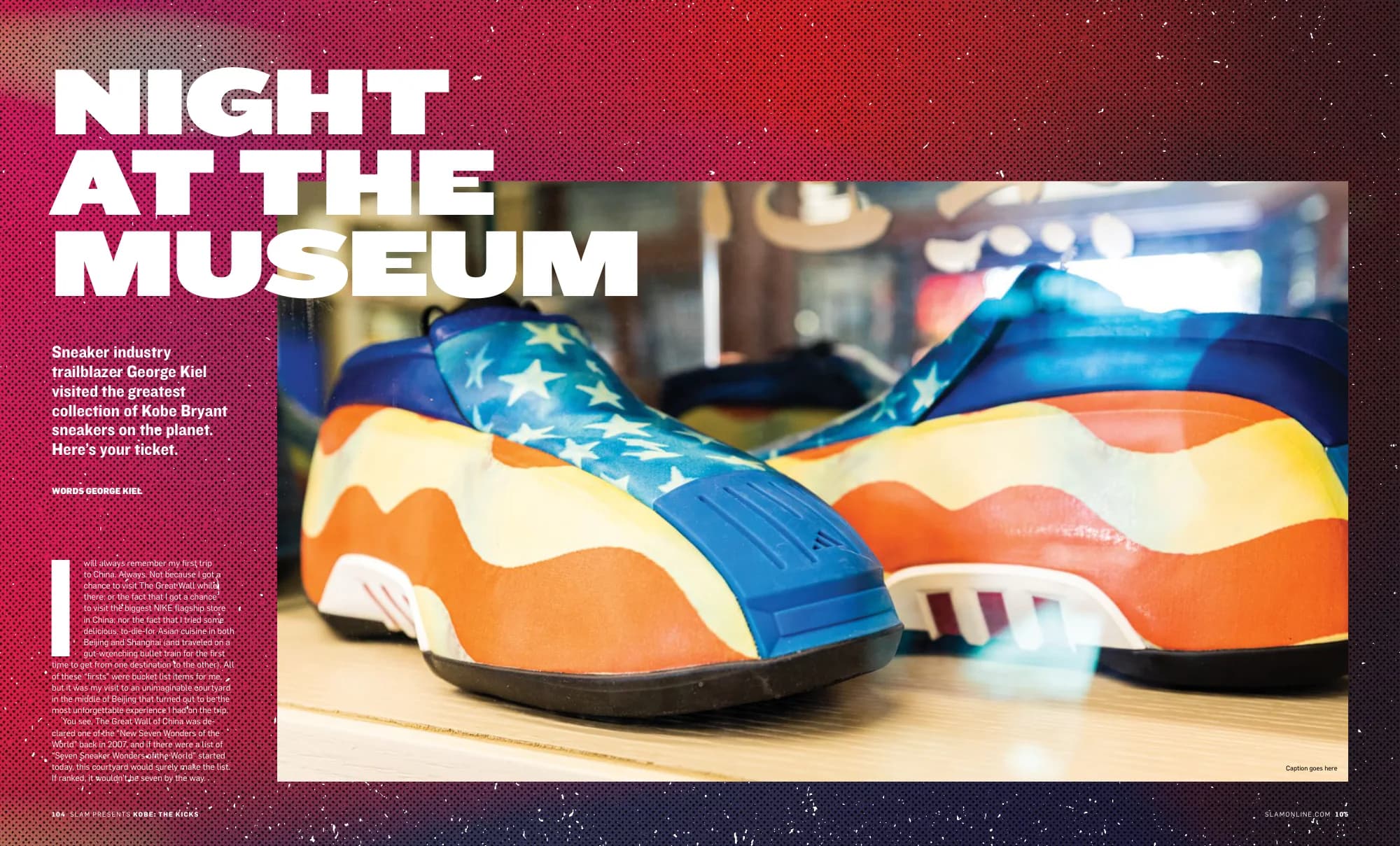 Night at the Museum: a collector’s Kobe sneaker close-up with bold stacked type