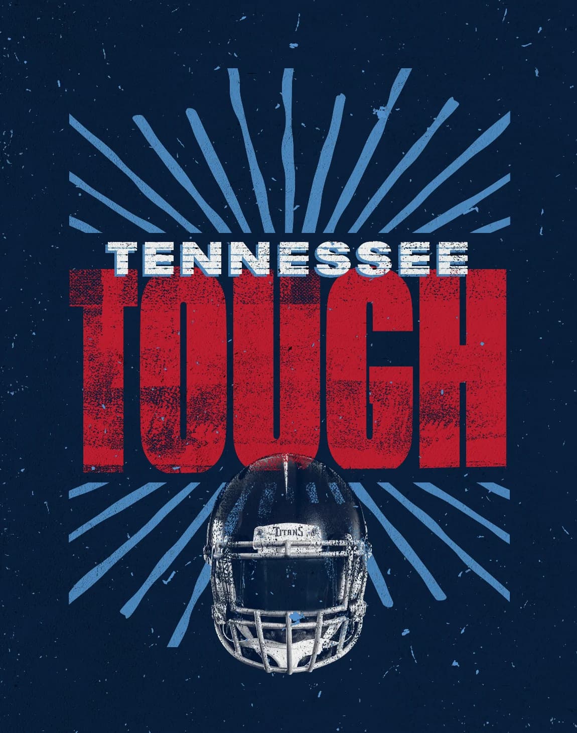 Tennessee Tough wallpaper, animated: light blue rays ripple behind red TOUGH lettering while a Titans helmet sways slightly below