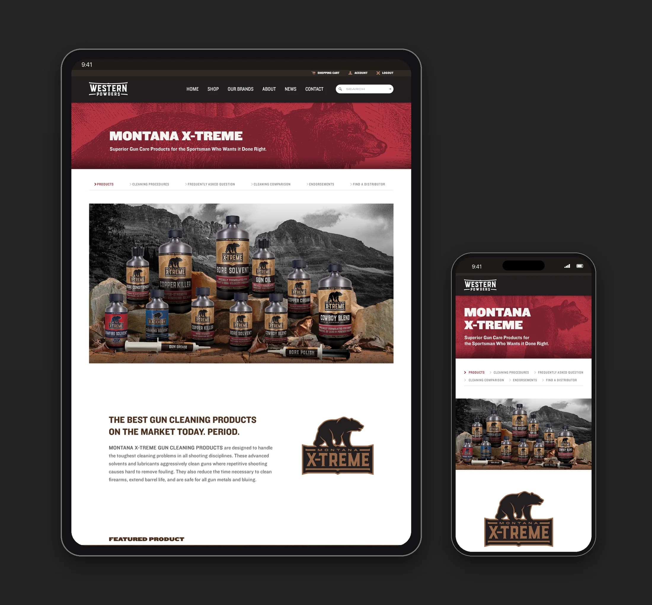 Montana X-Treme brand page on an iPad and an iPhone